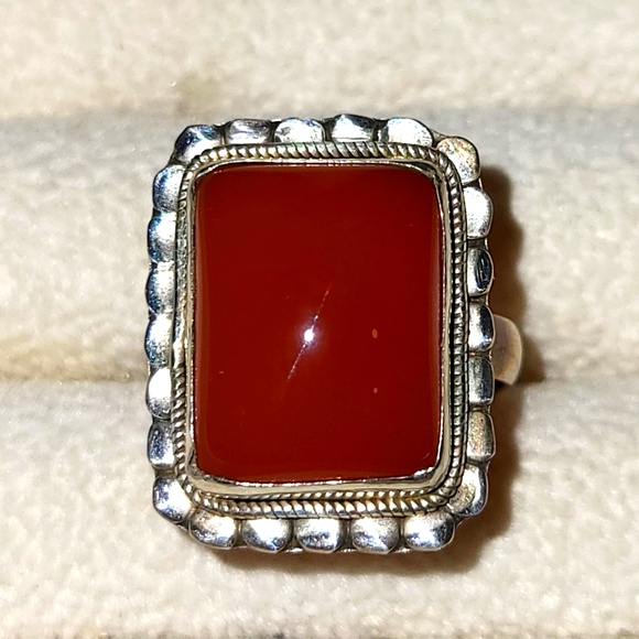 Gorgeous .925 Sterling Silver Honey Onyx Ring - Picture 1 of 3
